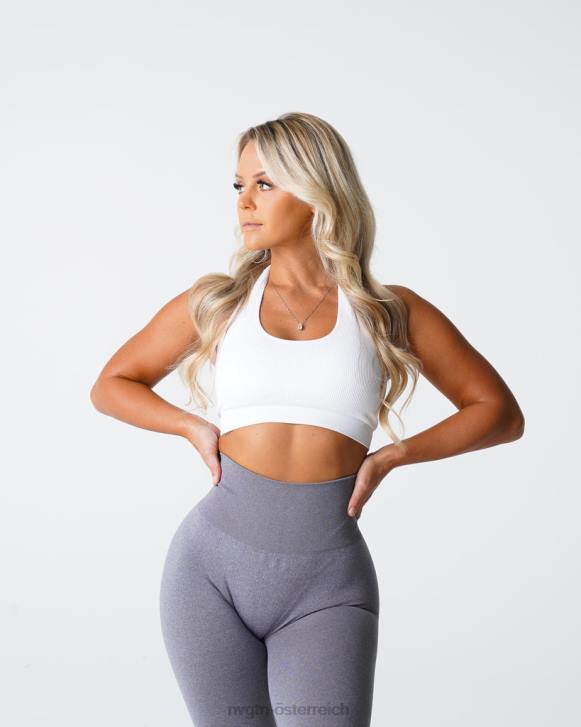 Fitness Frauen NVGTN 6J66115 Weiß Grenzenloser, gerippter, nahtloser Neckholder-BH