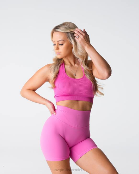 Fitness Frauen NVGTN 6J66116 Kaugummi rosa Grenzenloser, gerippter, nahtloser Neckholder-BH