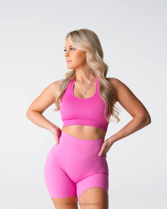 Fitness Frauen NVGTN 6J66116 Kaugummi rosa Grenzenloser, gerippter, nahtloser Neckholder-BH