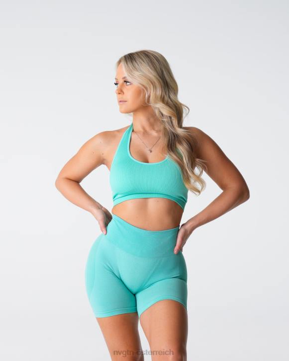 Fitness Frauen NVGTN 6J66117 Minze Grenzenloser, gerippter, nahtloser Neckholder-BH