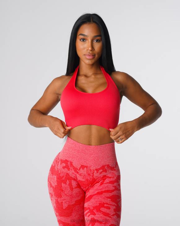 Fitness Frauen NVGTN 6J66137 kandierter Apfel Grenzenloser, gerippter, nahtloser Neckholder-BH