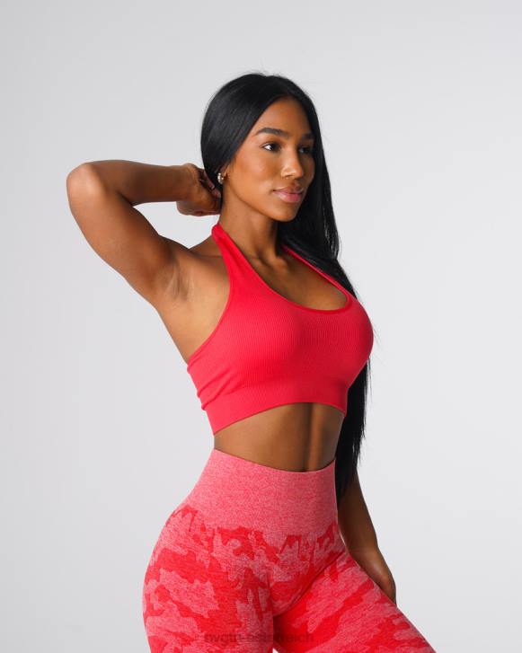 Fitness Frauen NVGTN 6J66137 kandierter Apfel Grenzenloser, gerippter, nahtloser Neckholder-BH