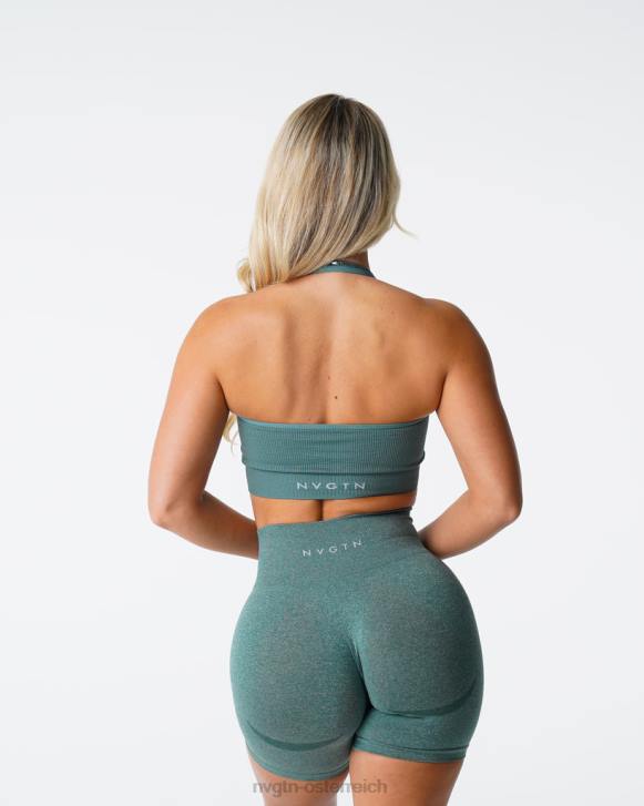 Fitness Frauen NVGTN 6J66138 Waldgrün Grenzenloser, gerippter, nahtloser Neckholder-BH