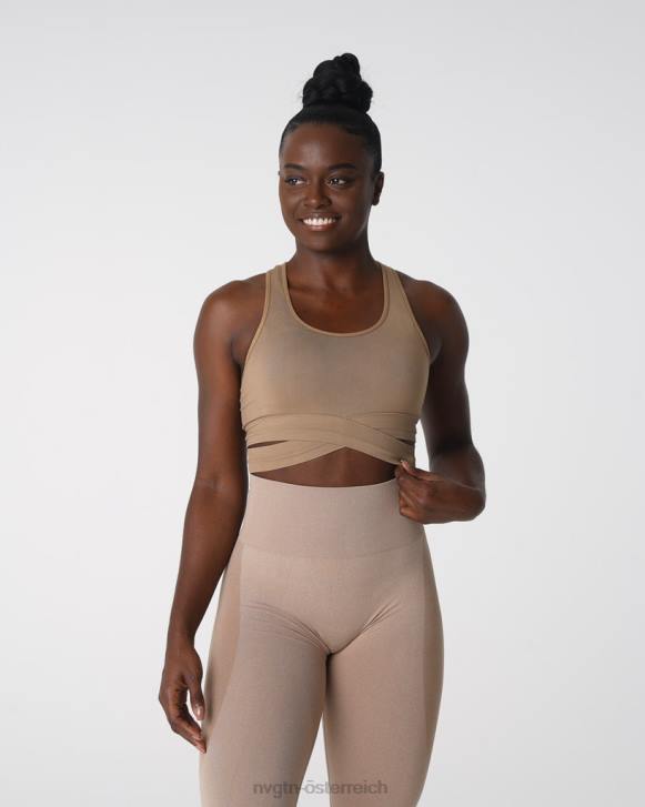 Fitness Frauen NVGTN 6J66145 Beige Nahtloses BH-Oberteil formen