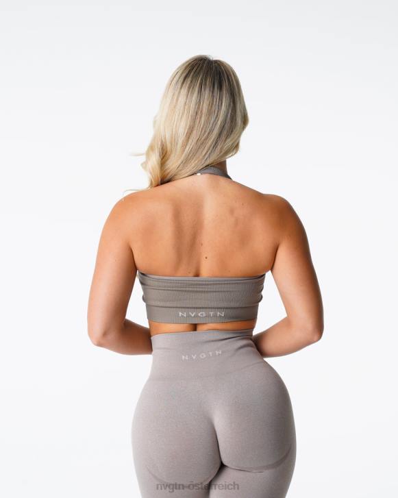 Fitness Frauen NVGTN 6J66147 Taupe Grenzenloser, gerippter, nahtloser Neckholder-BH