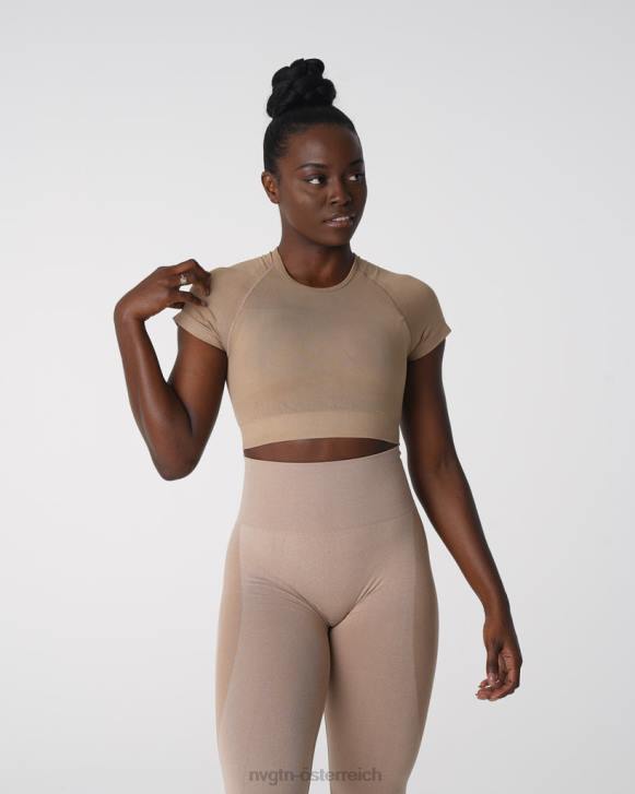 Fitness Frauen NVGTN 6J66149 Beige Nahtloses Vortex-BH-Oberteil