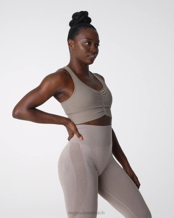 Fitness Frauen NVGTN 6J66157 Taupe Geraffter, nahtloser BH