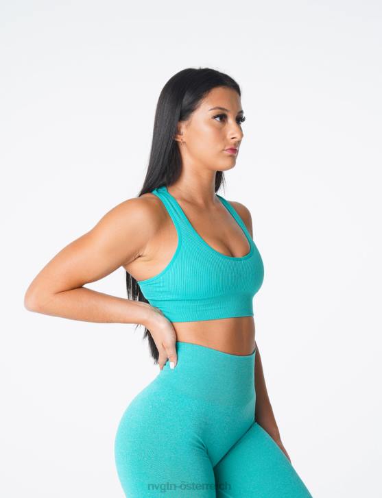 Fitness Frauen NVGTN 6J66166 Türkis Galaxie gerippter nahtloser BH