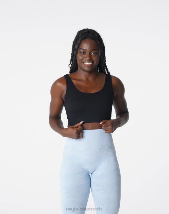 Fitness Frauen NVGTN 6J66196 Schwarz Nahtloser, gerippter BH „Desire“.