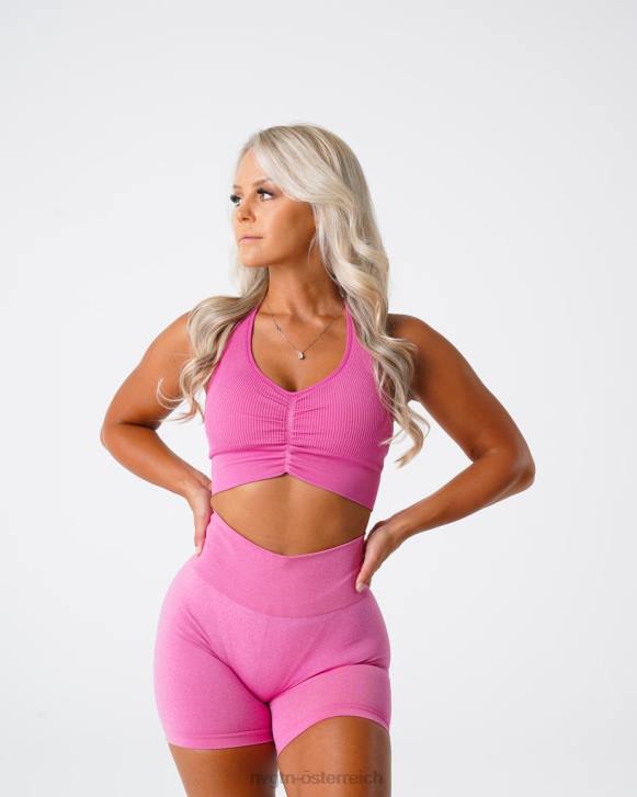 Fitness Frauen NVGTN 6J66207 Kaugummi rosa Geraffter, nahtloser BH