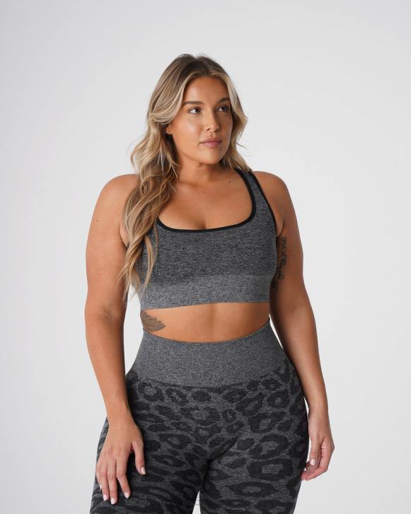 Fitness Frauen NVGTN 6J66213 schwarz gesprenkelt Nahtloser Leoparden-Eclipse-BH