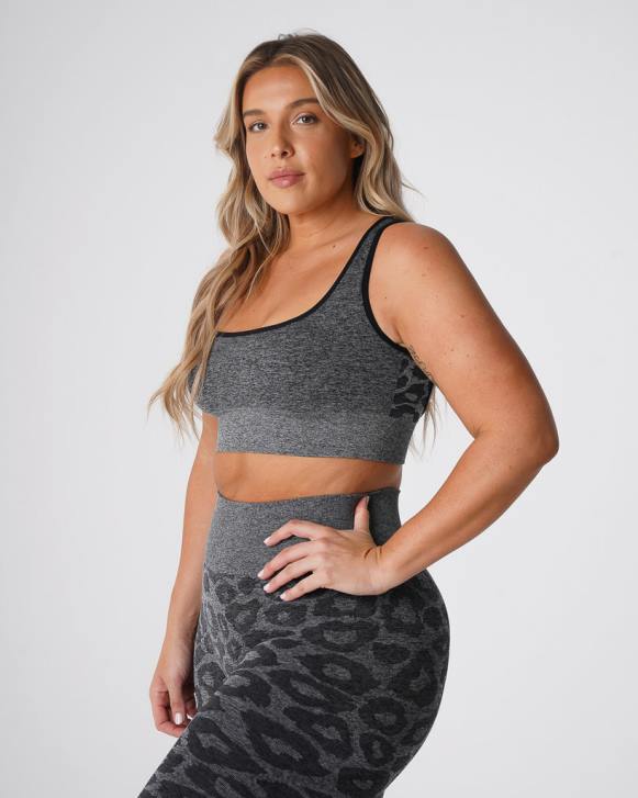 Fitness Frauen NVGTN 6J66213 schwarz gesprenkelt Nahtloser Leoparden-Eclipse-BH