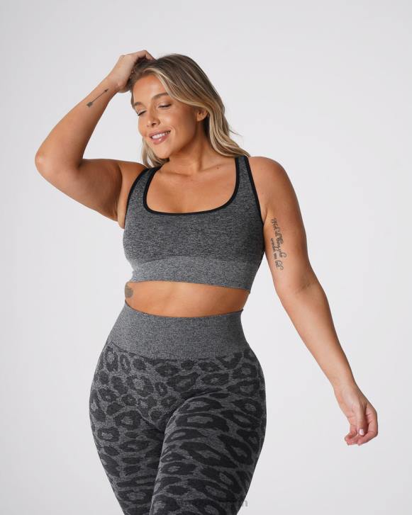 Fitness Frauen NVGTN 6J66213 schwarz gesprenkelt Nahtloser Leoparden-Eclipse-BH