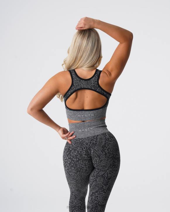 Fitness Frauen NVGTN 6J66215 schwarz gesprenkelt Nahtloser BH „Eclipse“ aus Schlangenleder
