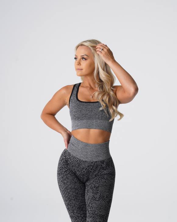 Fitness Frauen NVGTN 6J66215 schwarz gesprenkelt Nahtloser BH „Eclipse“ aus Schlangenleder