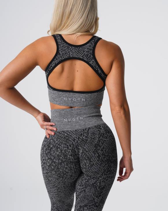 Fitness Frauen NVGTN 6J66215 schwarz gesprenkelt Nahtloser BH „Eclipse“ aus Schlangenleder
