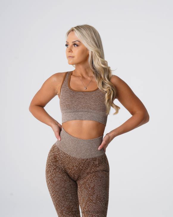 Fitness Frauen NVGTN 6J66218 Mokka Nahtloser BH „Eclipse“ aus Schlangenleder