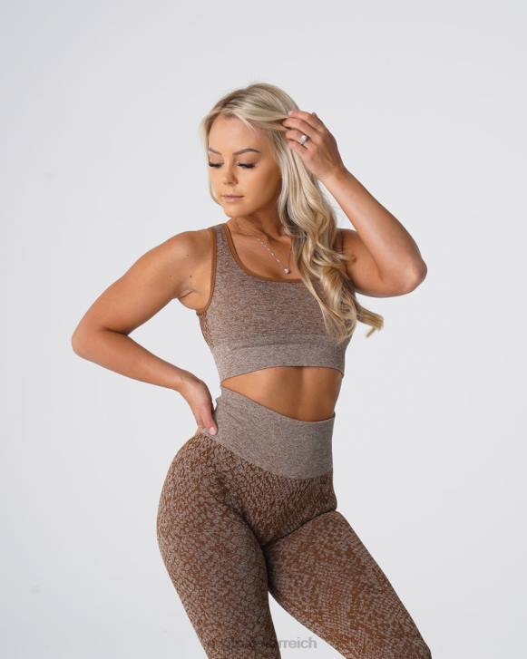 Fitness Frauen NVGTN 6J66218 Mokka Nahtloser BH „Eclipse“ aus Schlangenleder