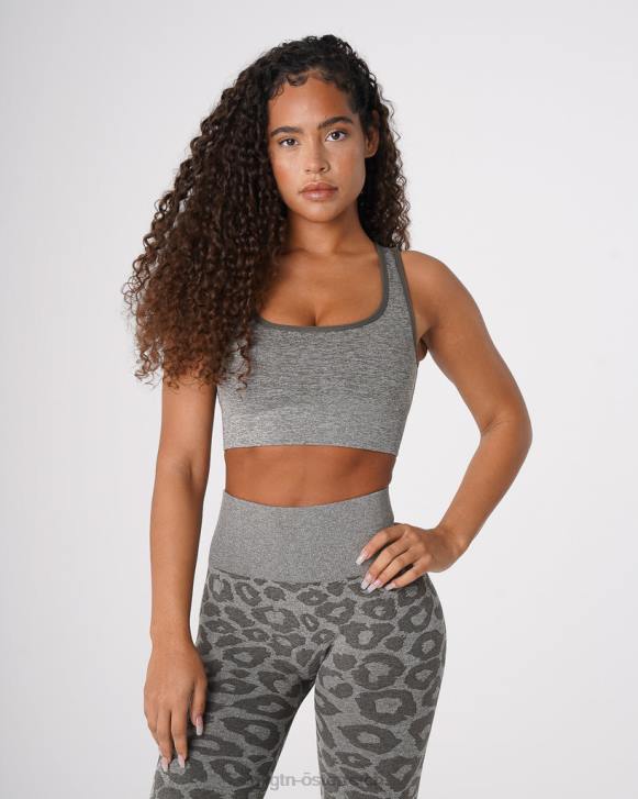 Fitness Frauen NVGTN 6J66219 Khakigrün Nahtloser Leoparden-Eclipse-BH