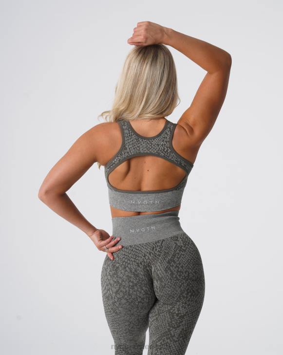 Fitness Frauen NVGTN 6J66221 Khakigrün Nahtloser BH „Eclipse“ aus Schlangenleder