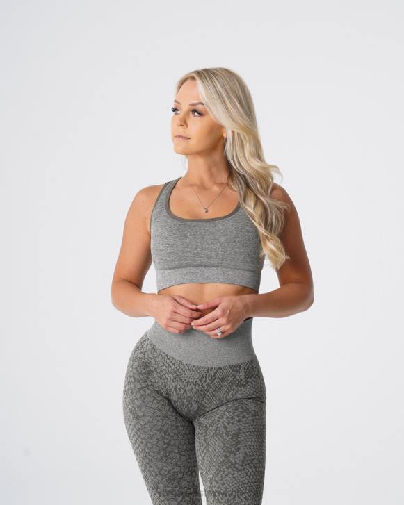 Fitness Frauen NVGTN 6J66221 Khakigrün Nahtloser BH „Eclipse“ aus Schlangenleder