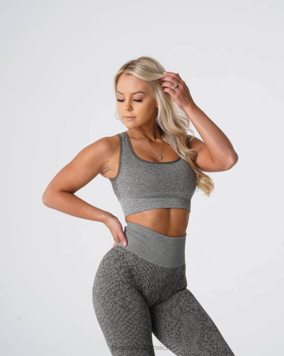 Fitness Frauen NVGTN 6J66221 Khakigrün Nahtloser BH „Eclipse“ aus Schlangenleder