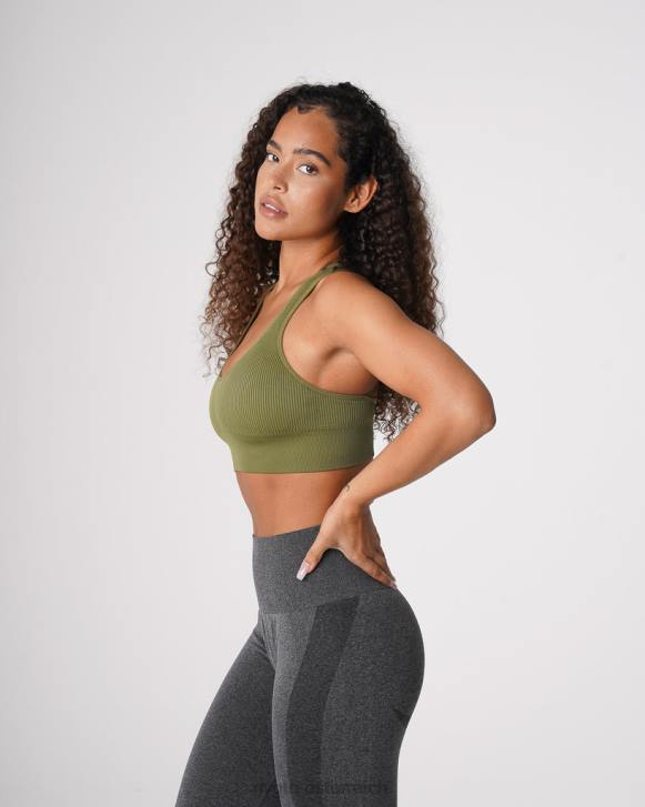Fitness Frauen NVGTN 6J66243 Khakigrün Galaxie gerippter nahtloser BH