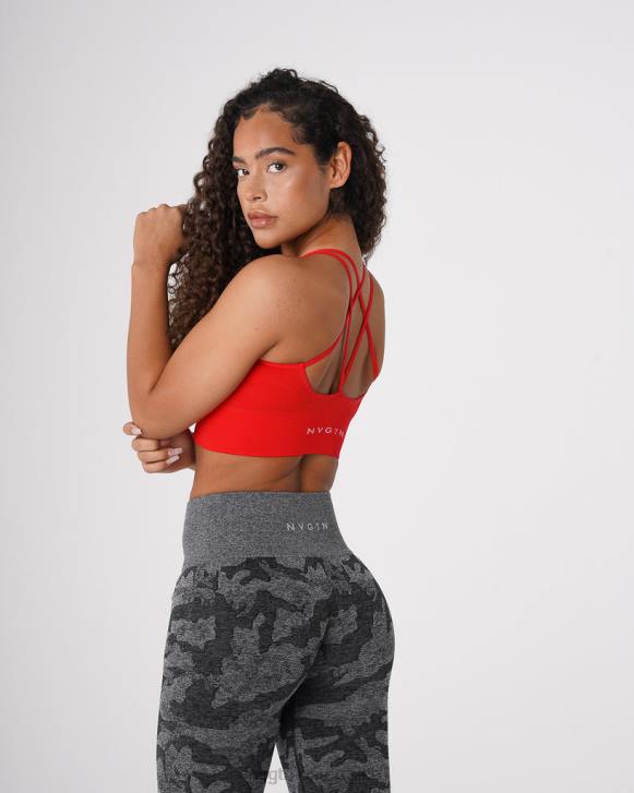 Fitness Frauen NVGTN 6J6660 Scharlach Nahtloser Flourish-BH