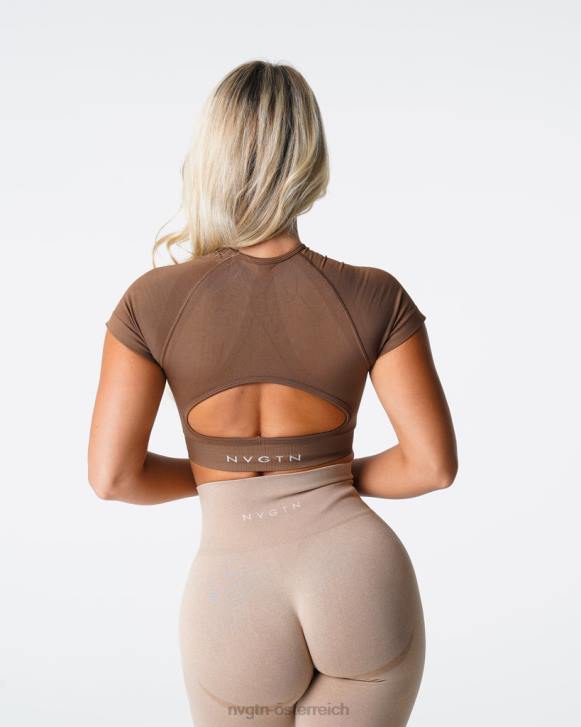 Fitness Frauen NVGTN 6J6674 Mokka Nahtloses Vortex-BH-Oberteil