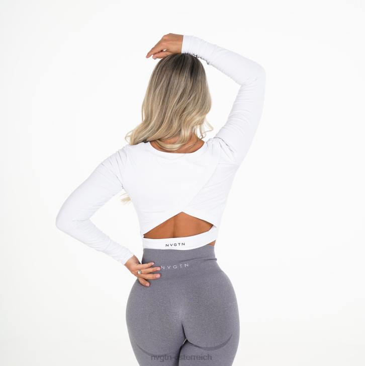 Fitness Frauen NVGTN 6J66274 Weiß Bilden Sie eine langärmlige Ernte