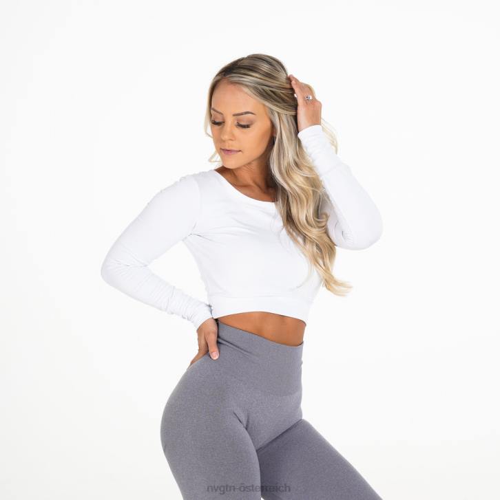 Fitness Frauen NVGTN 6J66274 Weiß Bilden Sie eine langärmlige Ernte