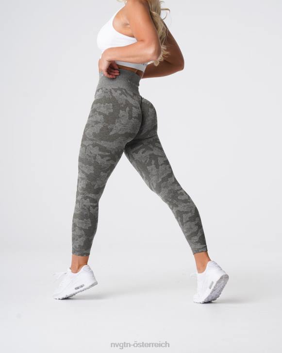 Fitness Frauen NVGTN 6J66675 Khakigrün Nahtlose Camo-Leggings