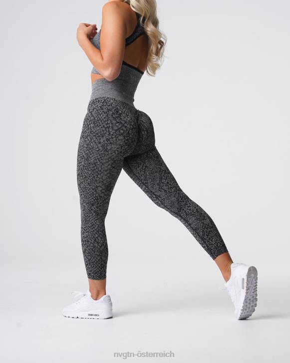 Fitness Frauen NVGTN 6J66678 schwarz gesprenkelt Nahtlose Leggings aus Schlangenleder