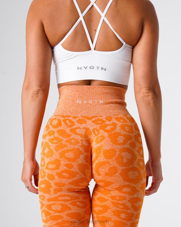 Fitness Frauen NVGTN 6J66682 gebranntes Orange Nahtlose Leggings mit Leopardenmuster