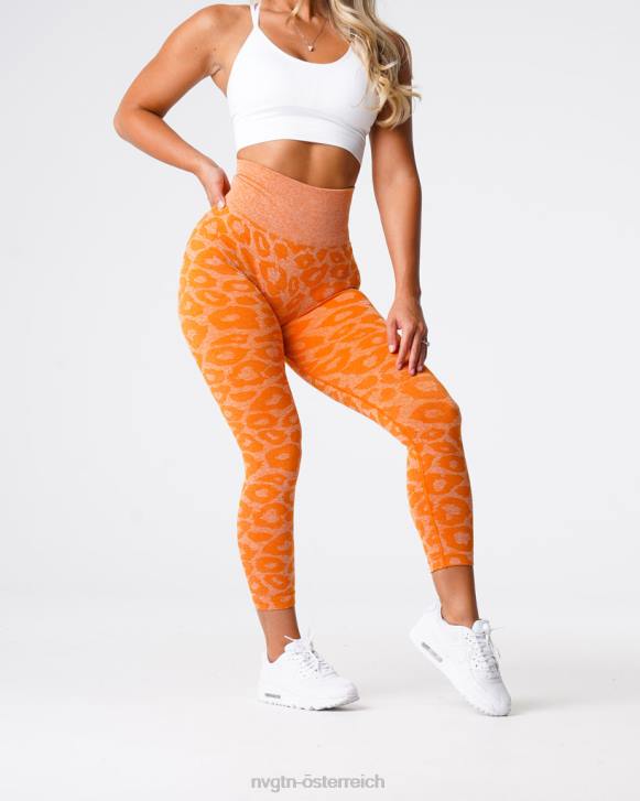 Fitness Frauen NVGTN 6J66682 gebranntes Orange Nahtlose Leggings mit Leopardenmuster