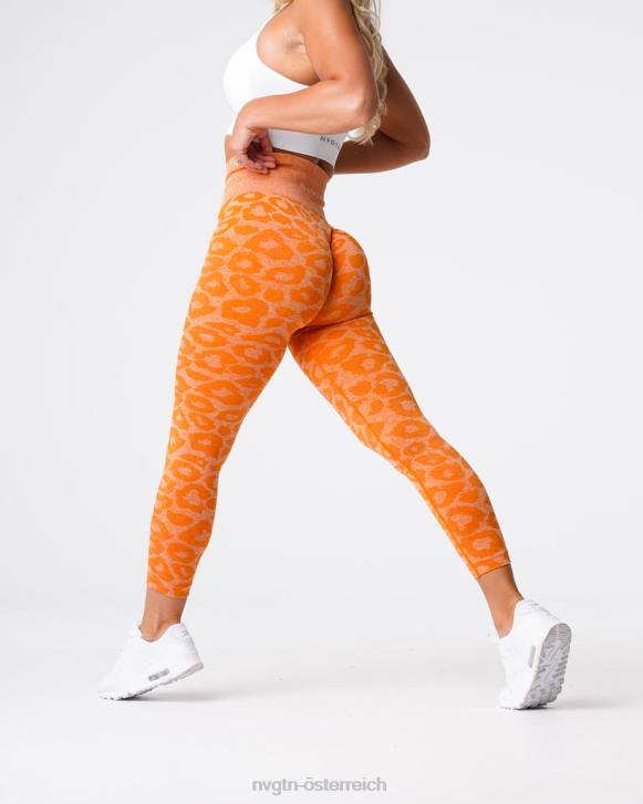 Fitness Frauen NVGTN 6J66682 gebranntes Orange Nahtlose Leggings mit Leopardenmuster