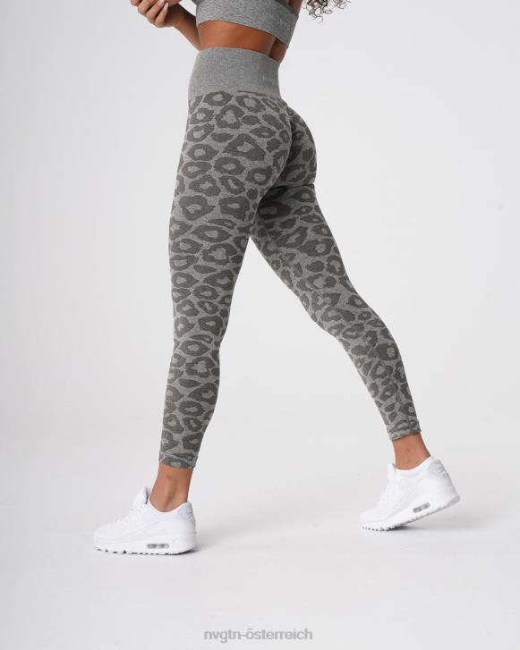 Fitness Frauen NVGTN 6J66685 Khakigrün Nahtlose Leggings mit Leopardenmuster