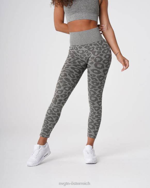 Fitness Frauen NVGTN 6J66685 Khakigrün Nahtlose Leggings mit Leopardenmuster