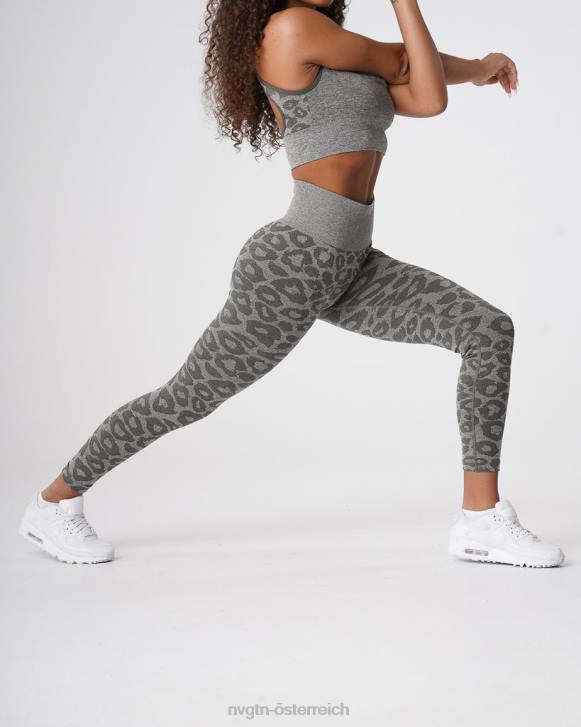 Fitness Frauen NVGTN 6J66685 Khakigrün Nahtlose Leggings mit Leopardenmuster