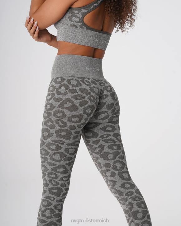 Fitness Frauen NVGTN 6J66685 Khakigrün Nahtlose Leggings mit Leopardenmuster