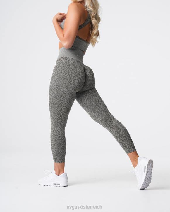 Fitness Frauen NVGTN 6J66686 Khakigrün Nahtlose Leggings aus Schlangenleder