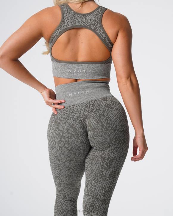 Fitness Frauen NVGTN 6J66686 Khakigrün Nahtlose Leggings aus Schlangenleder