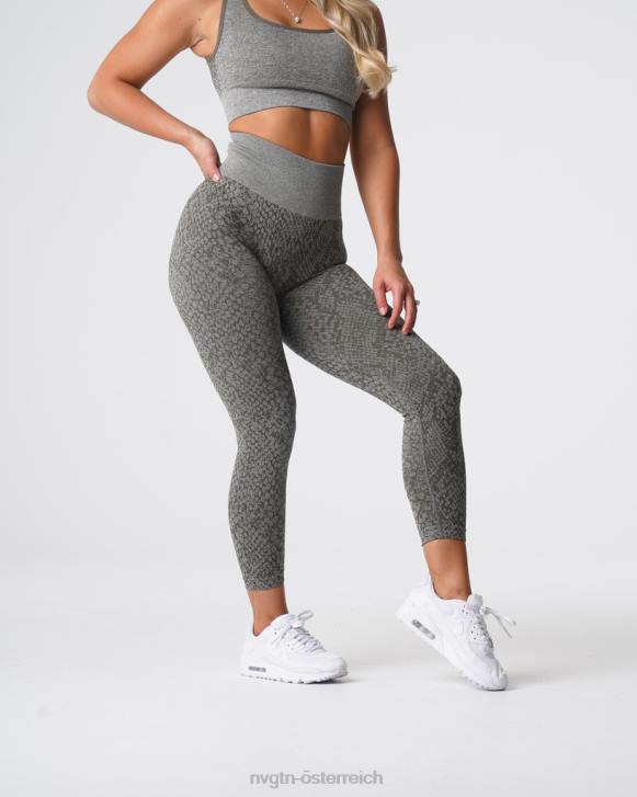 Fitness Frauen NVGTN 6J66686 Khakigrün Nahtlose Leggings aus Schlangenleder
