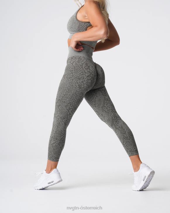 Fitness Frauen NVGTN 6J66686 Khakigrün Nahtlose Leggings aus Schlangenleder