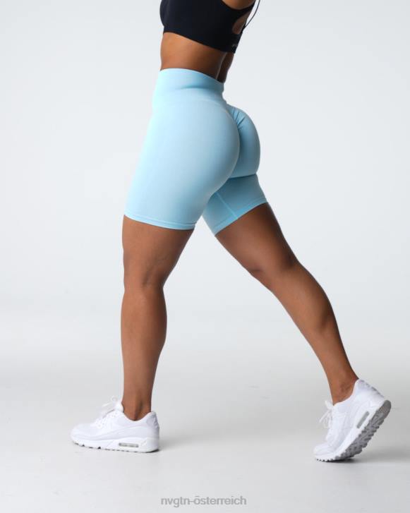 Fitness Frauen NVGTN 6J66396 pastellblau Nahtlose Scrunch-Shorts