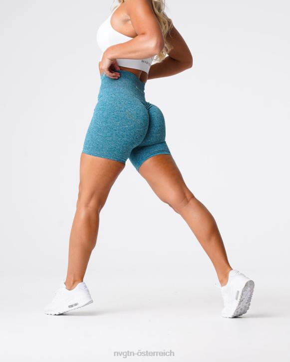 Fitness Frauen NVGTN 6J66424 blaugrün Nahtlose Scrunch-Shorts