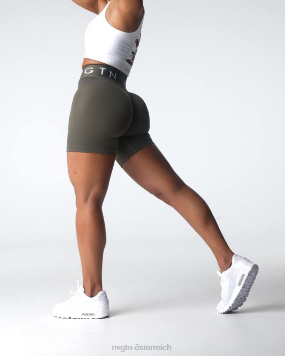 Fitness Frauen NVGTN 6J66432 Olive Nahtlose sportliche Shorts