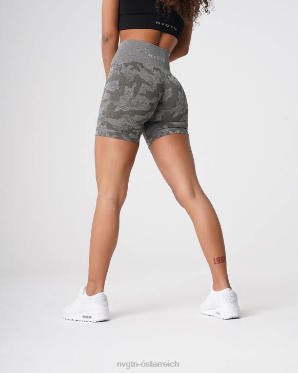 Fitness Frauen NVGTN 6J66440 Khakigrün Nahtlose Camo-Shorts