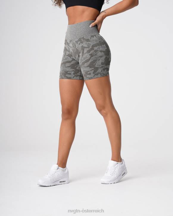 Fitness Frauen NVGTN 6J66440 Khakigrün Nahtlose Camo-Shorts