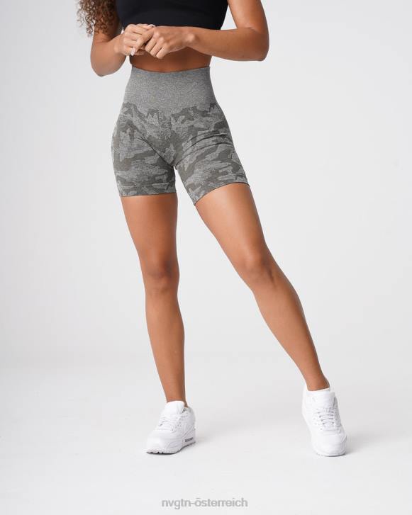 Fitness Frauen NVGTN 6J66440 Khakigrün Nahtlose Camo-Shorts